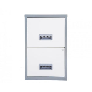 Pierre Henry 2 Drawer Maxi Tall Filing Cabinet - Silver/White