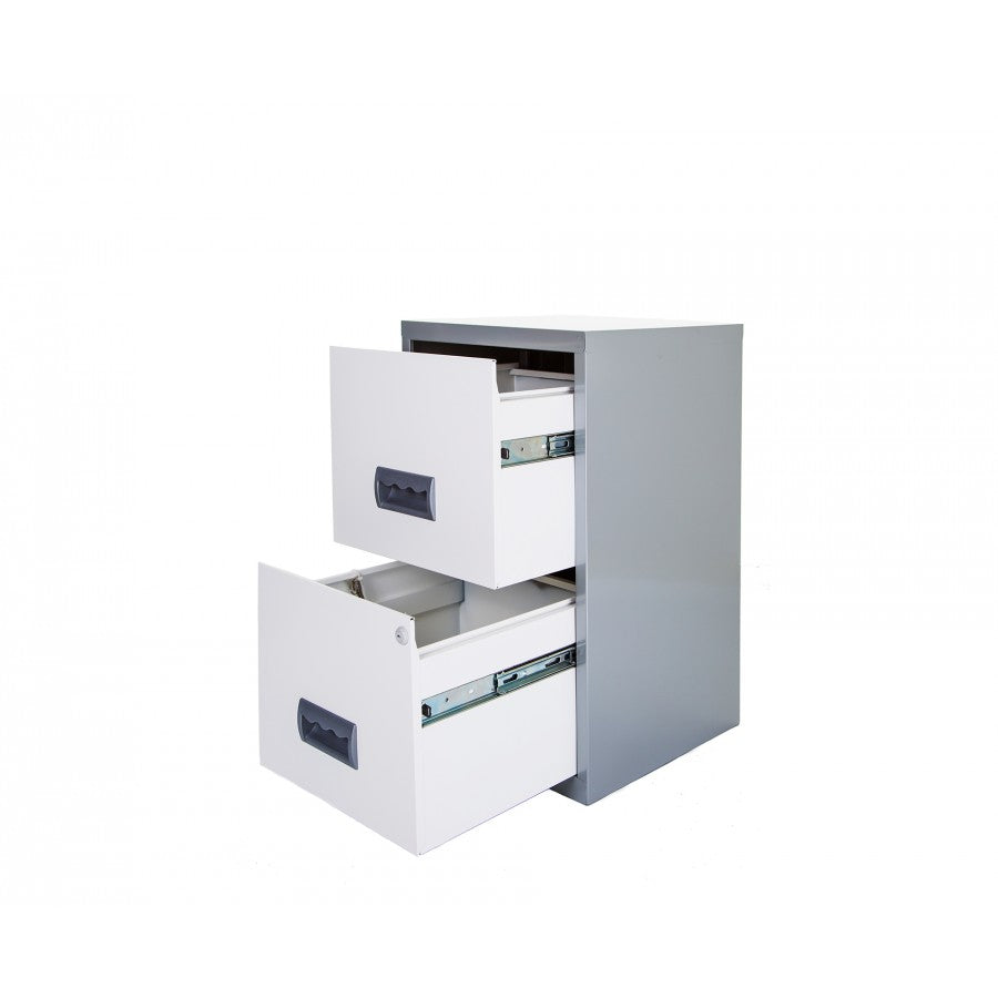 Pierre Henry 2 Drawer Maxi Tall Filing Cabinet - Silver/White