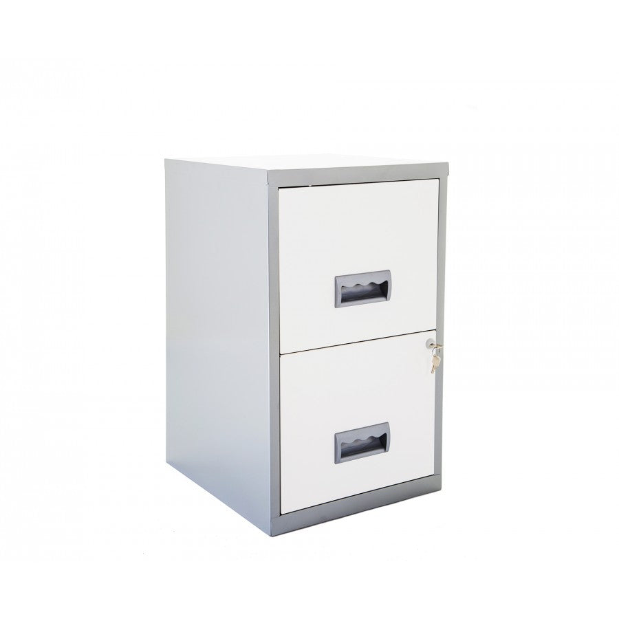 Pierre Henry 2 Drawer Maxi Tall Filing Cabinet - Silver/White